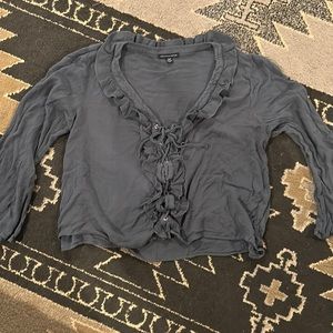 American Eagle Boho tie up ruffle blouse size xl